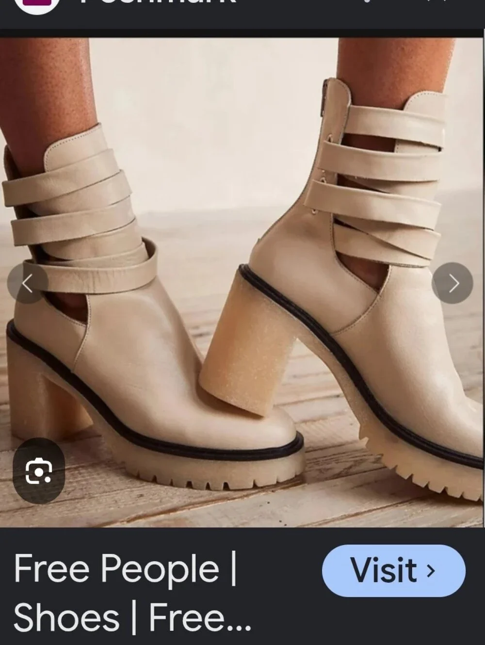 Free People Women's Cream Strappy Cutout Block Heel Booties